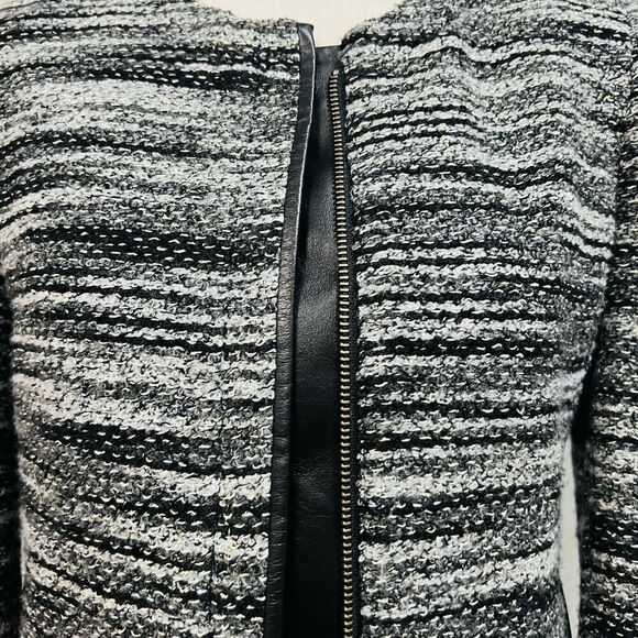 ECRU Womens Gray black metallic tweed collarliss blazer full zip jacket size 4 - Picture 13 of 13